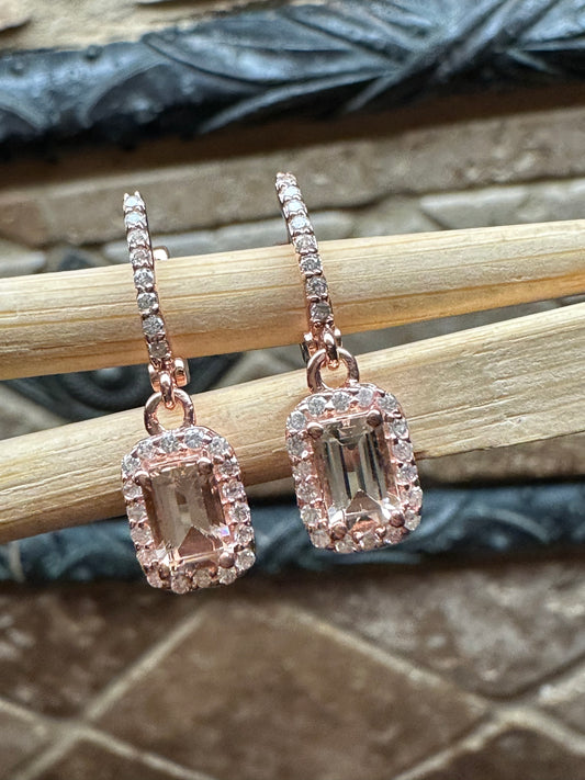 Natural Peach Morganite 14k Rose Gold Over Sterling Silver Earrings 22mm