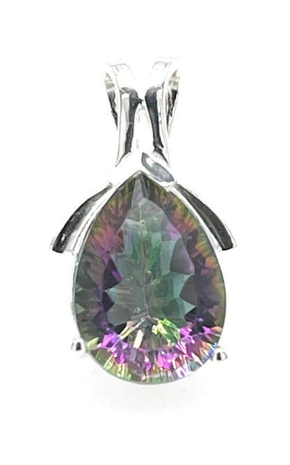 Rainbow Mystic Topaz 925 Solid Sterling Silver Pendant 30mm