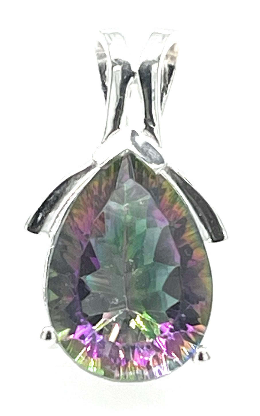 Rainbow Mystic Topaz 925 Solid Sterling Silver Pendant 30mm