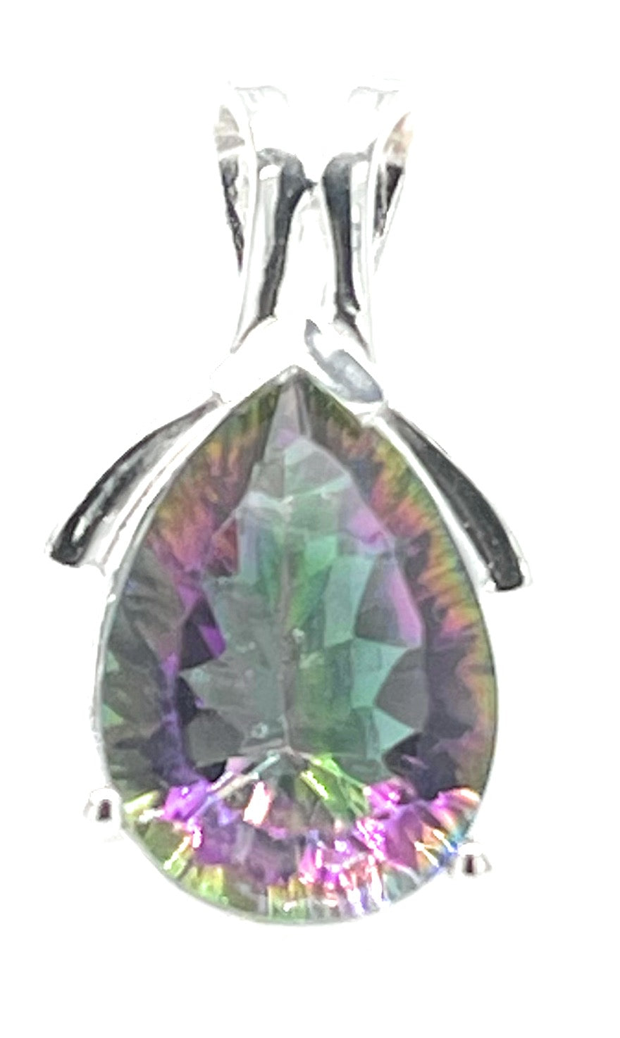Rainbow Mystic Topaz 925 Solid Sterling Silver Pendant 30mm