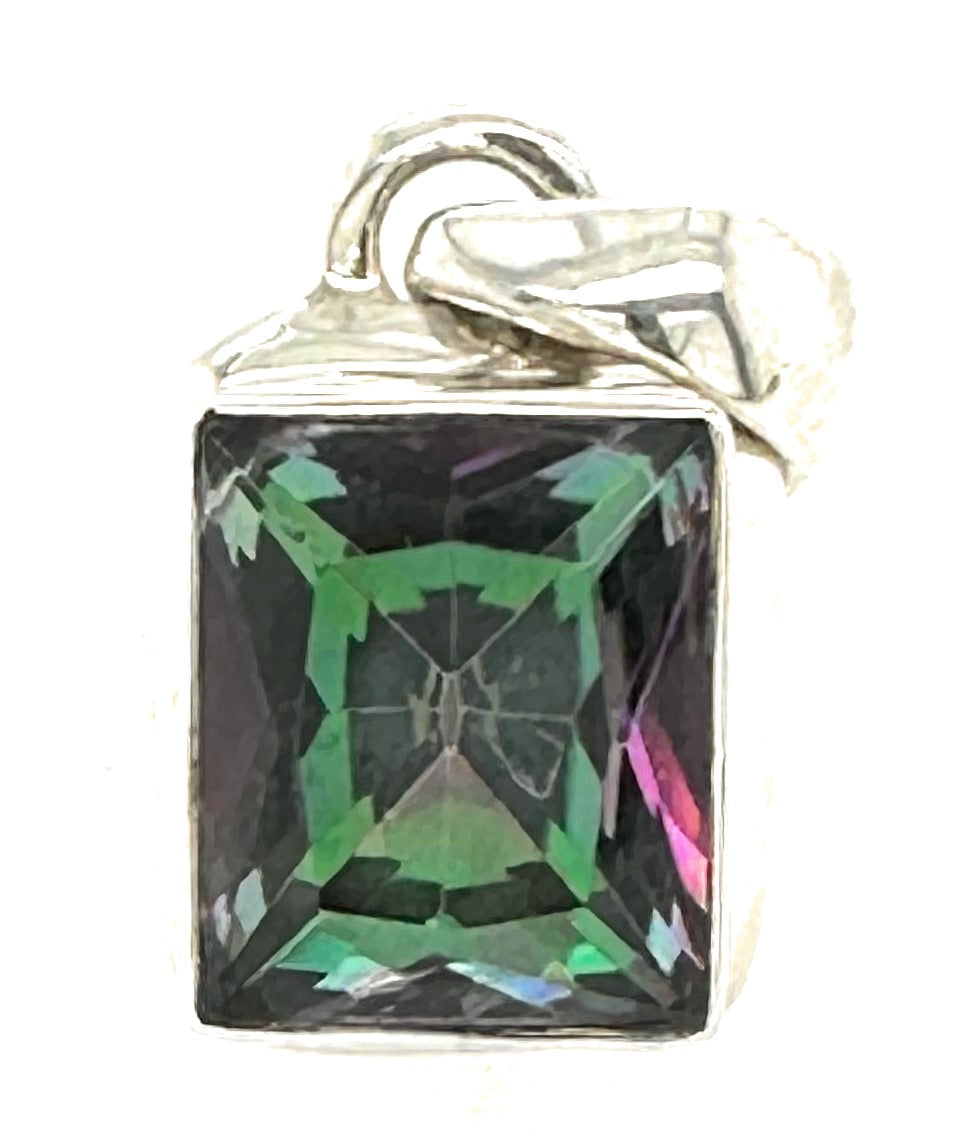10ct Rainbow Mystic Topaz 925 Solid Sterling Silver Pendant 20mm