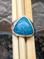 Genuine Neon Blue Apatite 925 Solid Sterling Silver Men's Ring Size 7.5 - Natural Rocks by Kala
