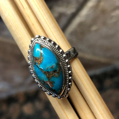 Gorgeous Blue Mohave Turquoise 925 Solid Sterling Silver Ring Size 6