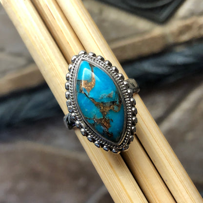 Gorgeous Blue Mohave Turquoise 925 Solid Sterling Silver Ring Size 6