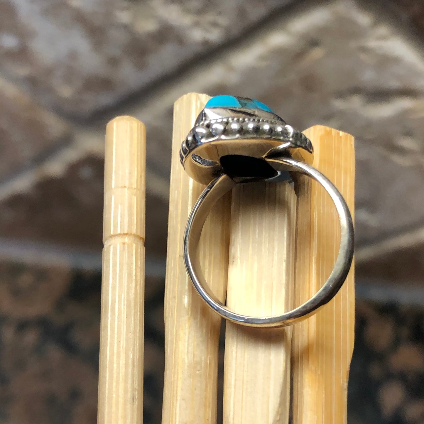 Gorgeous Blue Mohave Turquoise 925 Solid Sterling Silver Ring Size 6