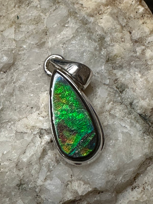 Natural Canadian Ammolite 925 Solid Sterling Silver Pendant 30mm