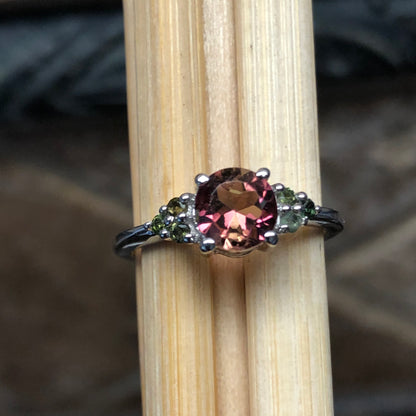 Natural Pink and Green Tourmaline 925 Solid Sterling Silver Engagement Ring Size 5, 6, 7, 8, 9