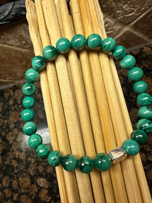 Natural Green Malachite 925 Solid Sterling Silver Bracelets