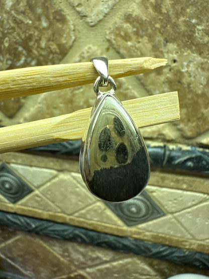 Natural Pyrite in Magnetite 925 Solid Sterling Silver Pendant 37mm