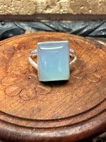 Natural Blue Chalcedony 925 Solid Sterling Silver Ring Size 10.75