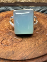 Natural Blue Chalcedony 925 Solid Sterling Silver Ring Size 10.75