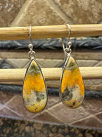 Natural Indonesian Bumble Bee Jasper 925 Solid Sterling Silver Earrings 35mm