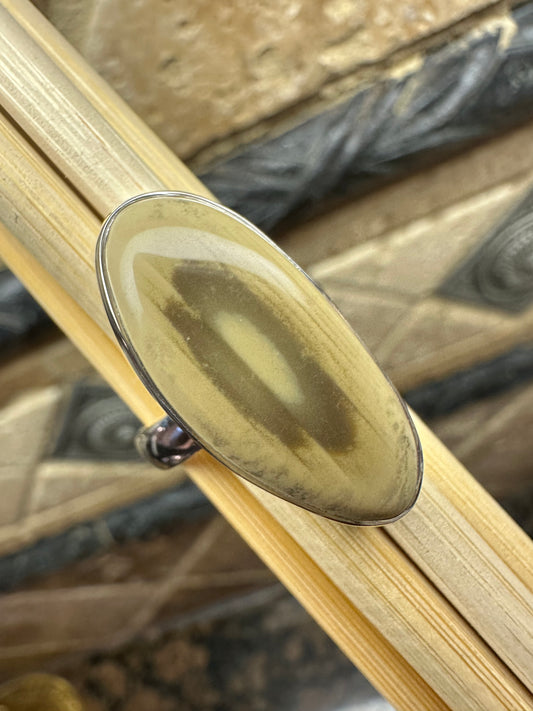 Natural Imperial Jasper Jade Green Color 925 Sterling Silver Ring Size 7