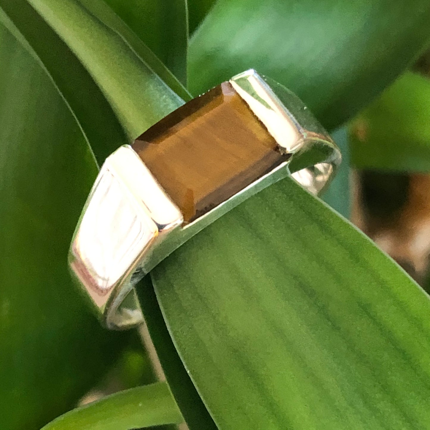 Natural Tiger's Eye 925 Sterling Silver Men's Ring Size 7, 8, 9, 10, 11, 12, 13