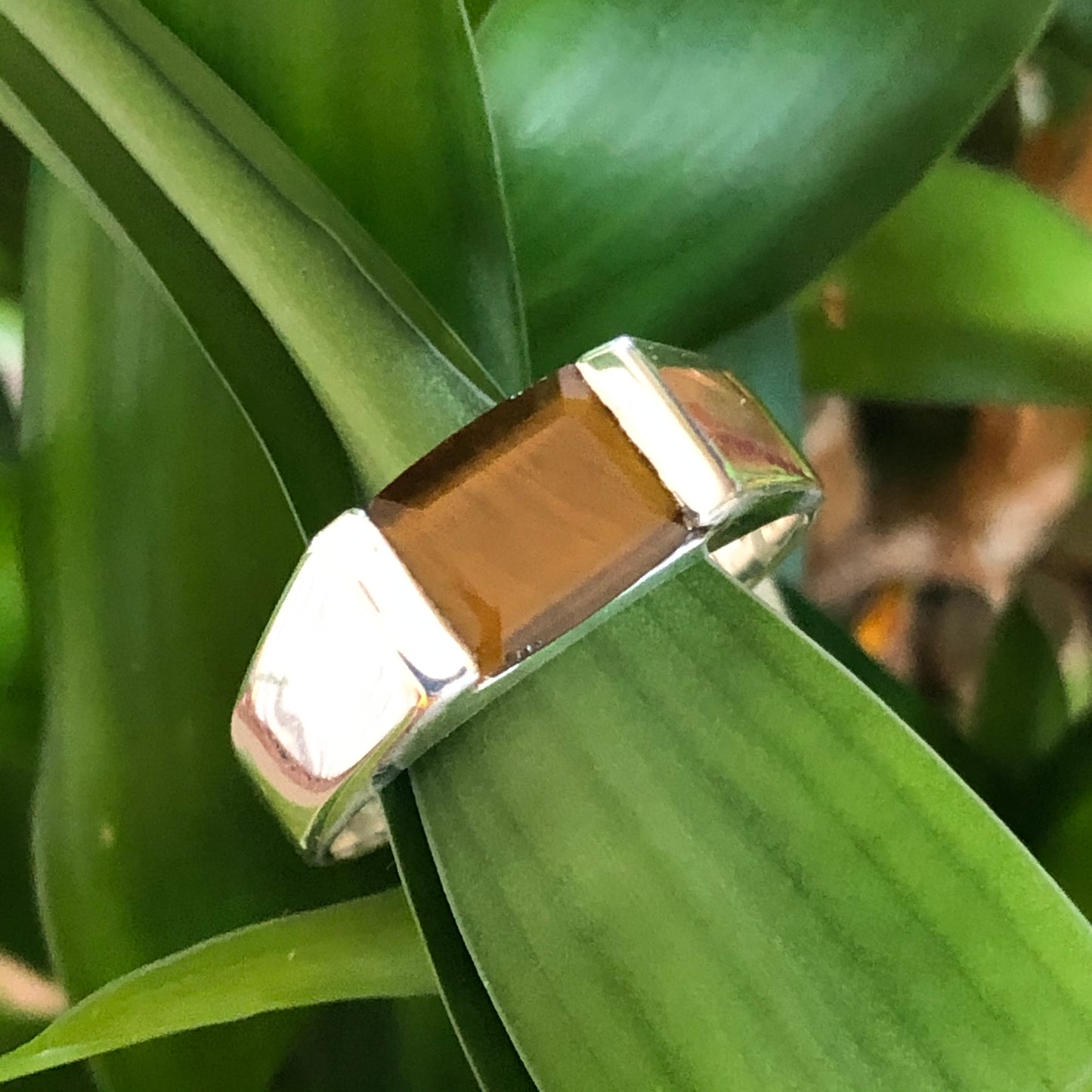 Natural Tiger's Eye 925 Sterling Silver Men's Ring Size 7, 8, 9, 10, 11, 12, 13