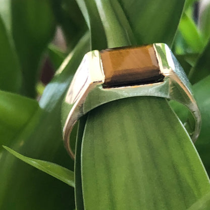 Natural Tiger's Eye 925 Sterling Silver Men's Ring Size 7, 8, 9, 10, 11, 12, 13