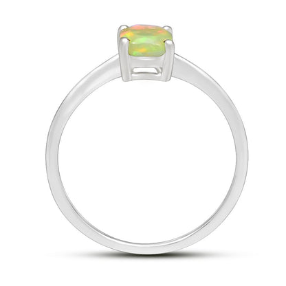 Genuine Etihopian Opal 925 Solid Sterling Silver Engagement Ring Size 6, 7, 8