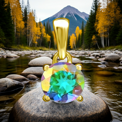 1ct Mercury Mystic Topaz 18k Vermeil Gold over Silver Pendant 12mm