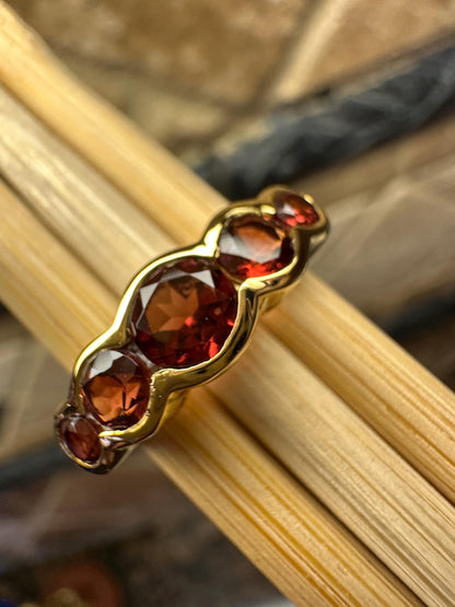 Natural Red Garnet 14k Vermeil Gold  Engagement Ring Size 5, 6, 7, 8, 9