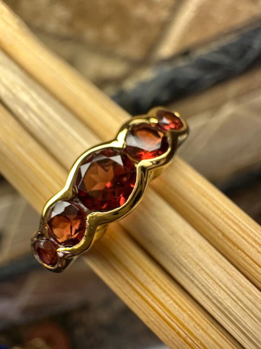 Natural Red Garnet 14k Vermeil Gold  Engagement Ring Size 5, 6, 7, 8, 9