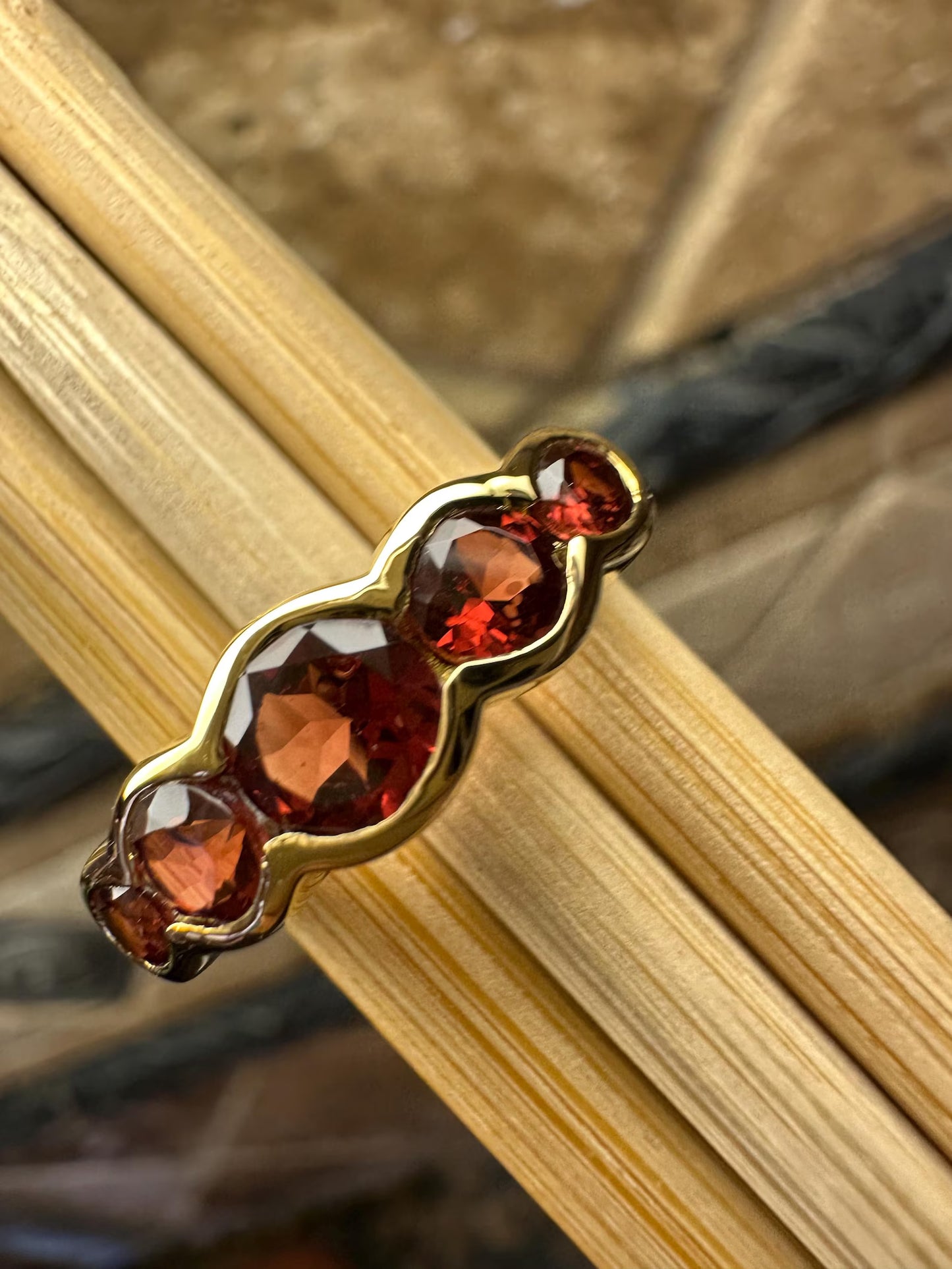 Natural Red Garnet 14k Vermeil Gold  Engagement Ring Size 5, 6, 7, 8, 9