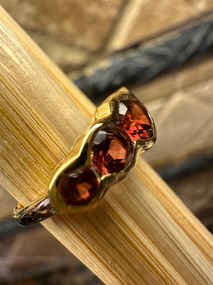 Natural Red Garnet 14k Vermeil Gold  Engagement Ring Size 5, 6, 7, 8, 9