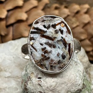 Genuine Astrophyllite 925 Solid Sterling Silver Ring Size 6.25