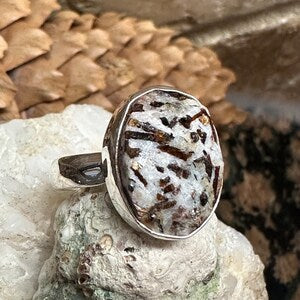 Genuine Astrophyllite 925 Solid Sterling Silver Ring Size 6.25