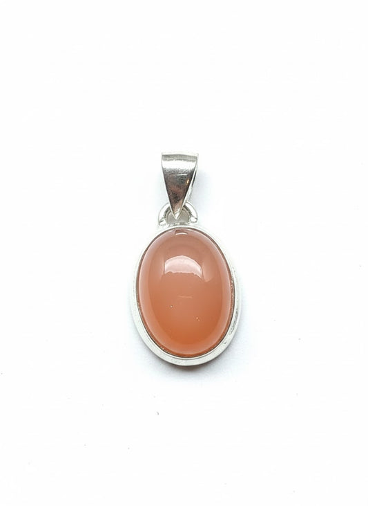 Natural Peach Moonstone 925 Solid Sterling Silver Pendant 25mm
