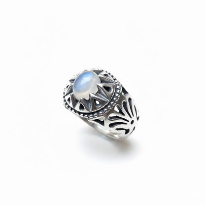 Natural Rainbow Moonstone 925 Solid Sterling Silver Men's Ring Size 8, 9, 10, 11, 12, 13