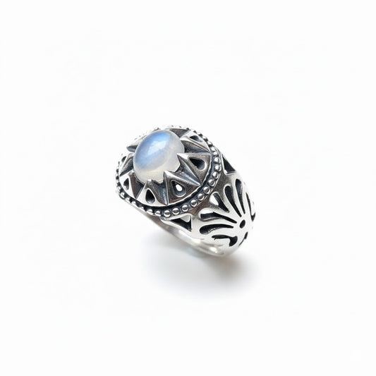 Natural Rainbow Moonstone 925 Solid Sterling Silver Men's Ring Size 8, 9, 10, 11, 12, 13