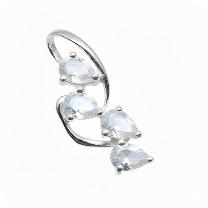 Natural Rainbow Moonstone 925 Solid Sterling Silver Pendant 25mm