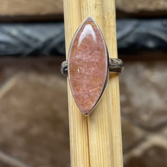 Natural Strawberry Quartz 925 Solid Sterling Silver Ring Size 5