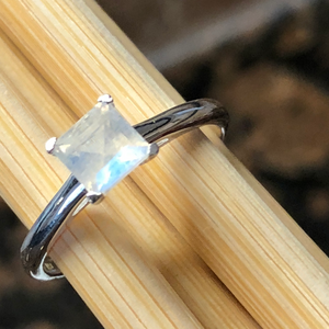Genuine Rainbow Moonstone 925 Solid Sterling Silver Engagement Ring Size 6, 7, 9, 10 - Natural Rocks by Kala