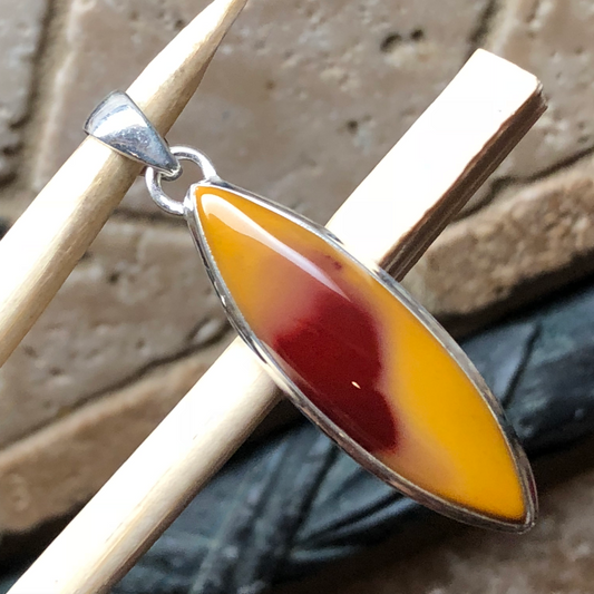 Natural Australian Mookaite Jasper 925 Solid Sterling Silver Pendant 45mm - Natural Rocks by Kala