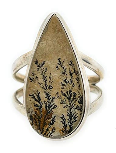 Natural Psilomelane Dendrite German 925 Solid Sterling Silver Ring Size 6.75 - Natural Rocks by Kala