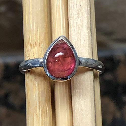 Natural Pink Tourmaline 925 Solid Sterling Silver Engagement Ring Size 7.25, 8.5 - Natural Rocks by Kala