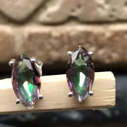 Gorgeous Mystic Topaz 925 Solid Sterling Silver Earrings 9mm - Natural Rocks by Kala