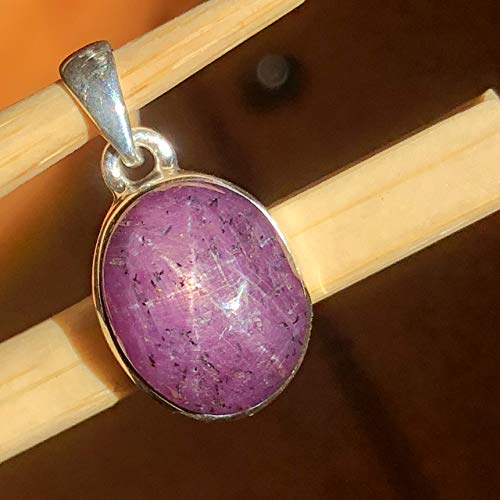 Natural 6 Star Ruby 925 Solid Sterling Silver Pendant 22mm - Natural Rocks by Kala