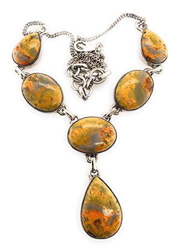 Natural Indonesian Bumble Bee Jasper 925 Solid Sterling Silver Necklace 17 1/2" - Natural Rocks by Kala