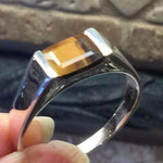 Natural Tiger's Eye 925 Sterling Silver Men's Ring Size 9, 10, 11, 12, 13 - Natural Rocks by Kala