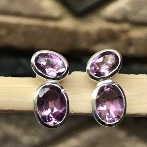 Natural 2ct Purple Amethyst 925 Solid Sterling Silver Earrings 12mm - Natural Rocks by Kala