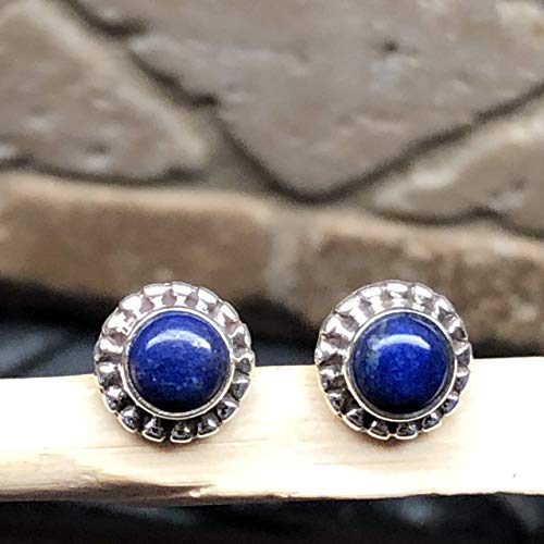 Natural Lapis Lazuli 925 Solid Sterling Silver Earrings 8mm - Natural Rocks by Kala