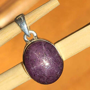 Natural 6 Star Ruby 925 Solid Sterling Silver Pendant 22mm - Natural Rocks by Kala