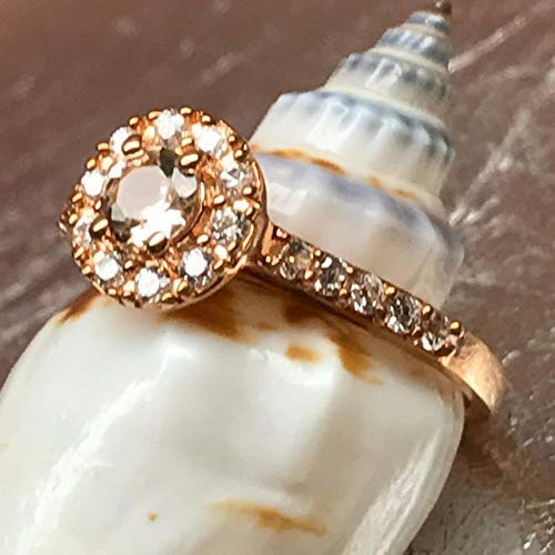Natural Peach Morganite 14k Rose Gold Over Sterling Silver Engagement Ring Size 6, 7, 8, 9 - Natural Rocks by Kala