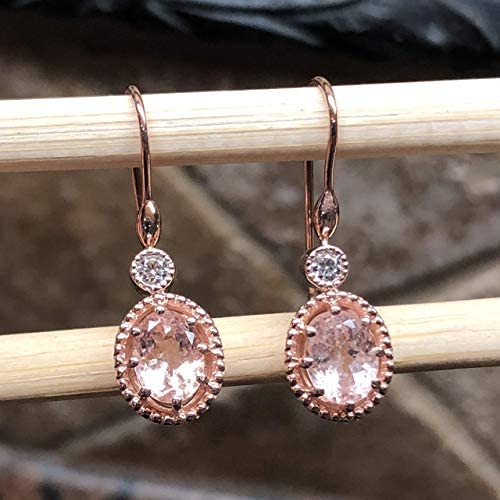 Natural Peach Morganite 14k Rose Gold Over Sterling Silver Earrings 22mm - Natural Rocks by Kala