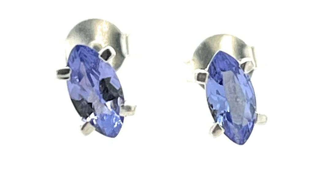 Natural Blue Tanzanite 925 Solid Sterling Silver Earrings 7mm - Natural Rocks by Kala