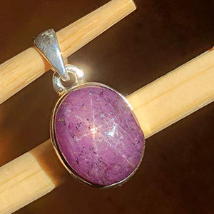 Natural 6 Star Ruby 925 Solid Sterling Silver Pendant 22mm - Natural Rocks by Kala