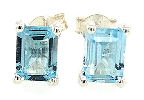 Genuine 2ct Blue Topaz 925 Solid Sterling Silver Stud Earrings 7mm - Natural Rocks by Kala