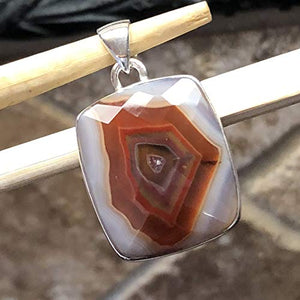 Genuine Red Lace Botswana Agate 925 Solid Sterling Silver Pendant 30mm - Natural Rocks by Kala